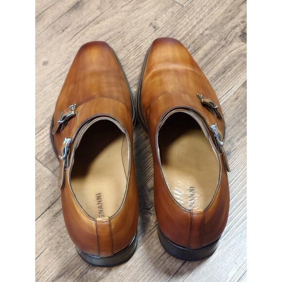 Magnanni Men’s Monk Strap 9.5M Tan Brown Burnished Leather Dress Shoes main image 4
